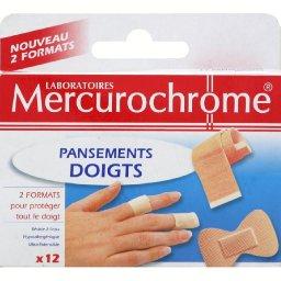 Mercurochrome, Pansements doigts, 2 formats pour proteger tout le doigt, resiste a l'eau, hypoallergenique, ultra-extensible, x12, le b