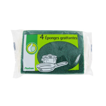 Eponges grattantes - 4 eponges Eponge vegetale absorbante avec une face grattane pour laver et recurer la vaiselle.