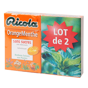 Bonbons Orange menthe Ricola Sans sucres 2x50g