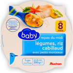 Auchan baby repas du midi legumes cabillaud 200g des 8 mois