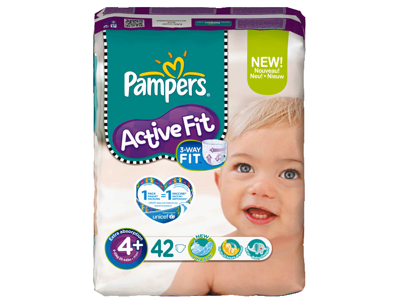 Pampers active fit 9-20kg geant T4 + maxi + x42
