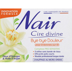 Nair, Cire Divine - Cire fleur d'oranger huile d'argan Bye Bye douleur, la boite de 400 g