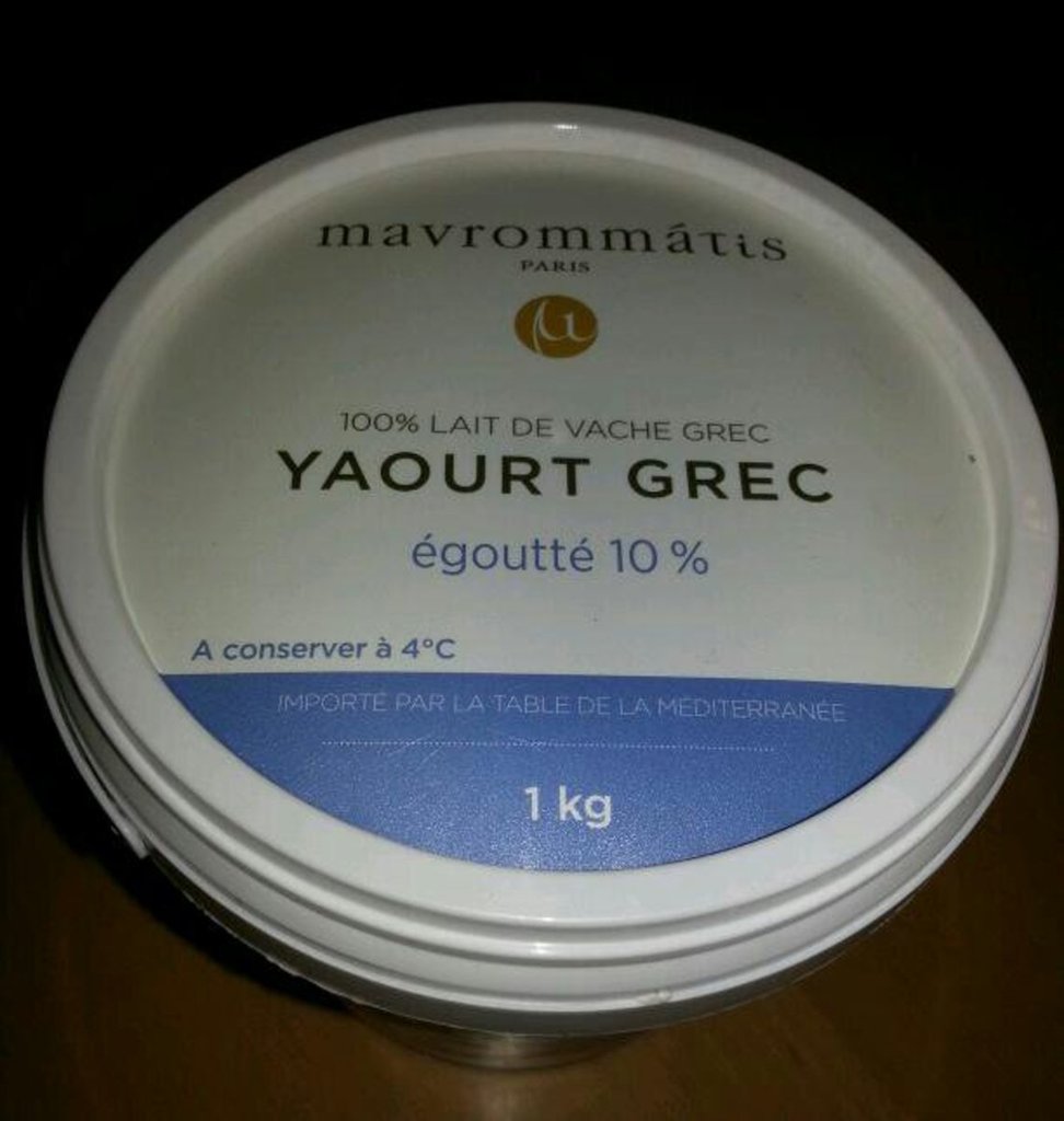 Yaourt grec nature lait de vache MAVROMMATIS, 10% de mg, 1kg