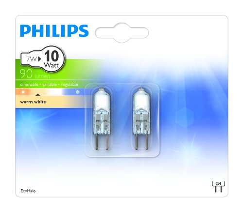 Philips 925701917104 Lot de 2 Ampoules Eco-Halogène - Culot G4 - 7 Watts consommés -Equivalence incandescence : 10W