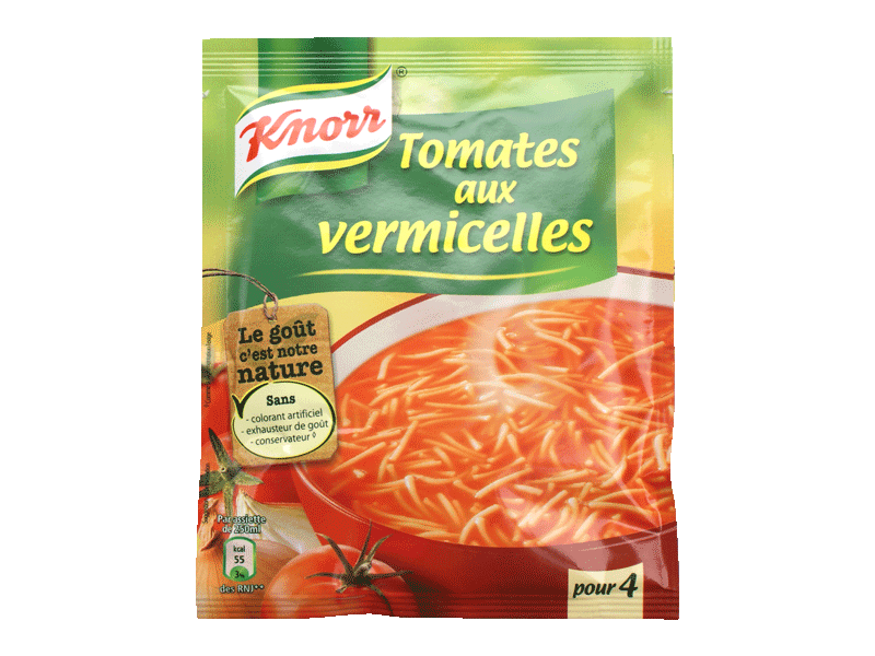 Soupe deshydratee tomates aux vermicelles KNORR, 67g, 1l