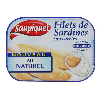 Filets de sardines au naturel SAUPIQUET, 100g