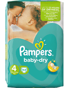 Couches Pampers Baby Dry T4 Géant x44