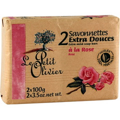 Le Petit Olivier - 0005042 - Hygiène Beauté - Savonnettes - Extra Douces - Rose - 2 x 100 g - Lot de 3